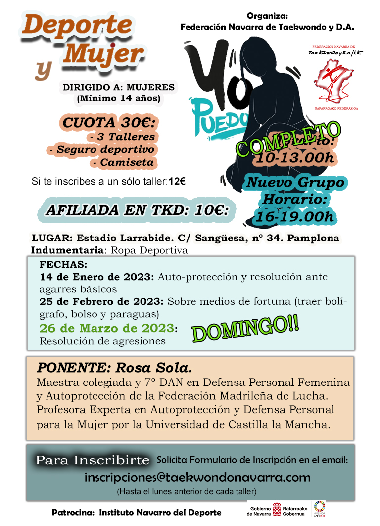 NUEVO GRUPO ABIERTO PARA LOS TALLERES DE DEPORTE Y MUJER 2023